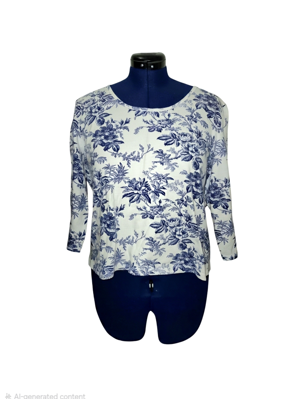 Passport White and Blue Floral Long Sleeve Top